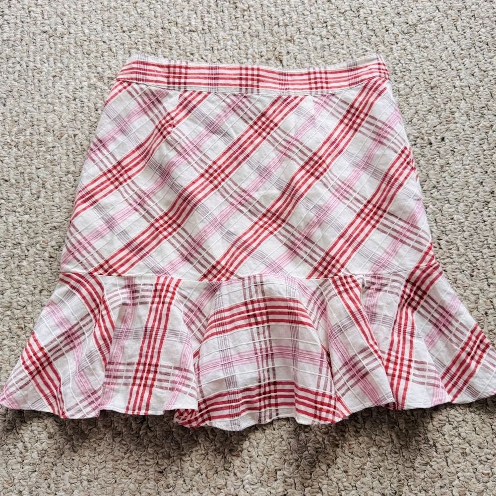 Veronica Beard Kaia pink plaid mini skirt size 4